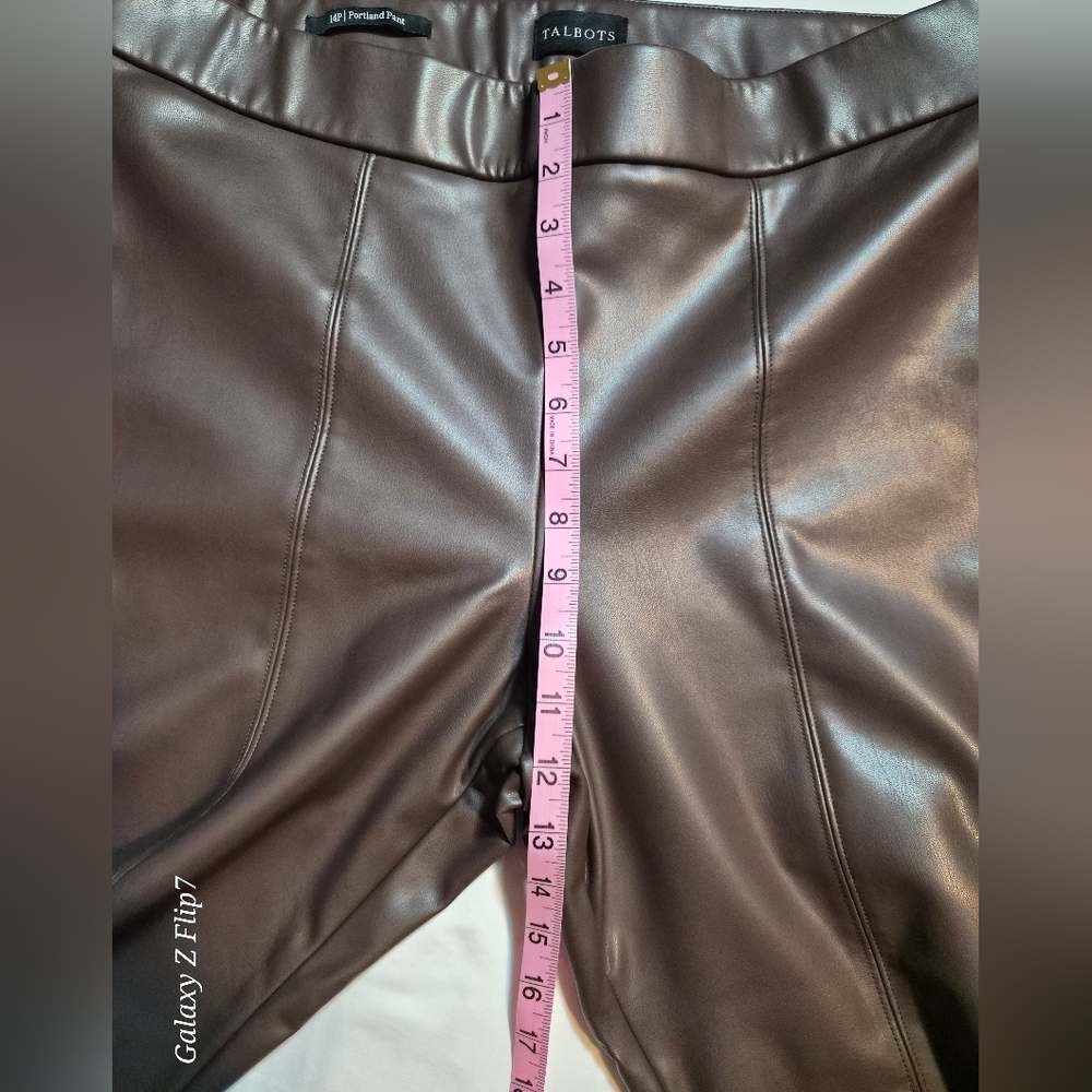 Talbots Brown Faux Leather Portland Pants Ankle Skinny Leg Size 14P - Picture 7 of 10